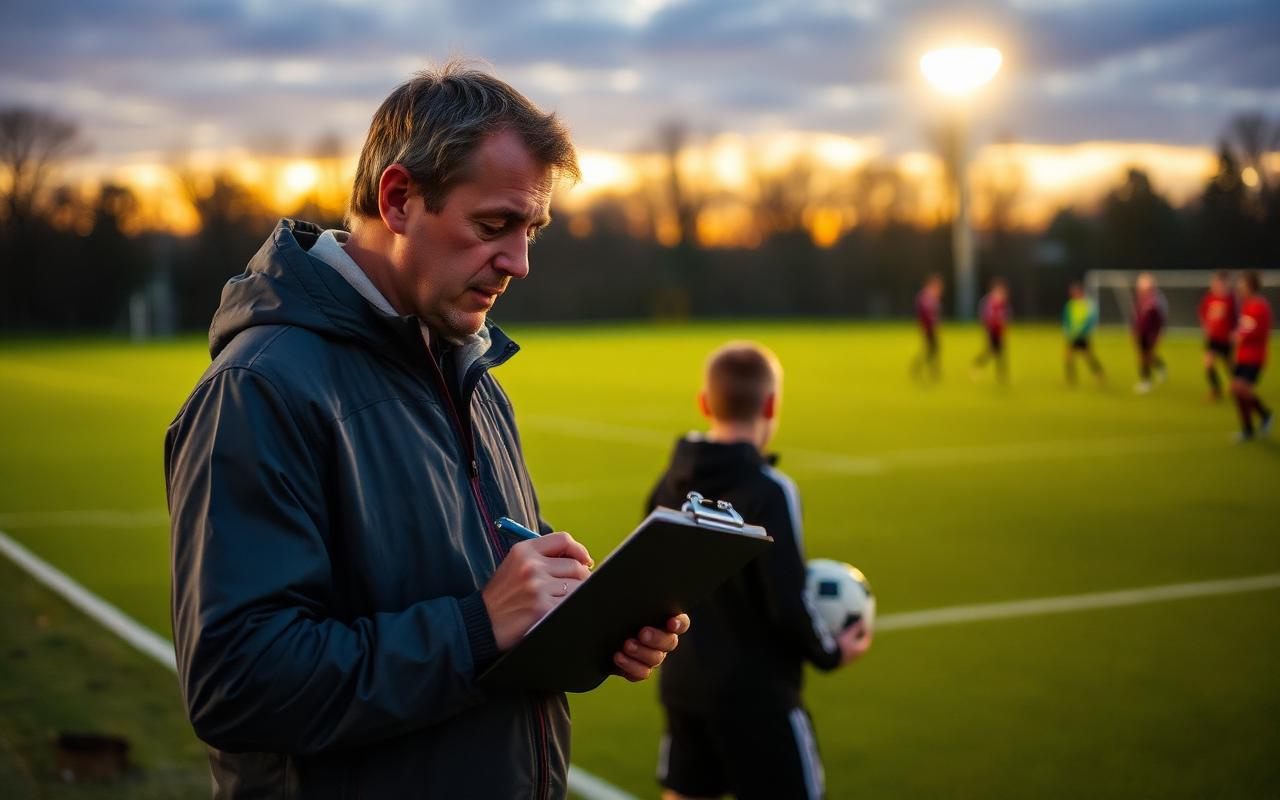Nathan scouting at a youth match